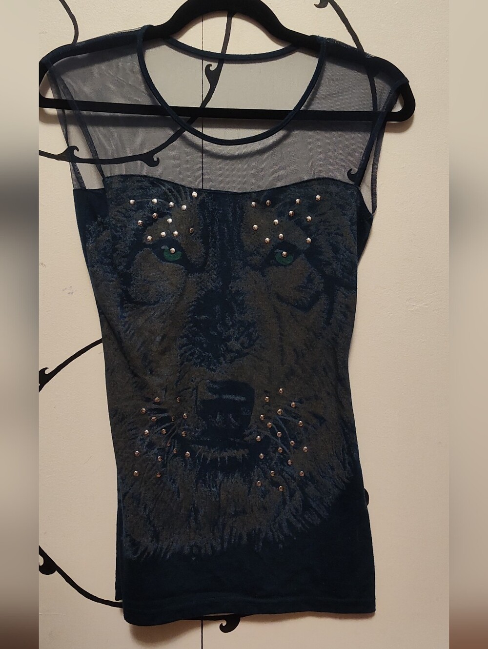 Blue Mesh Sleeveless Top
